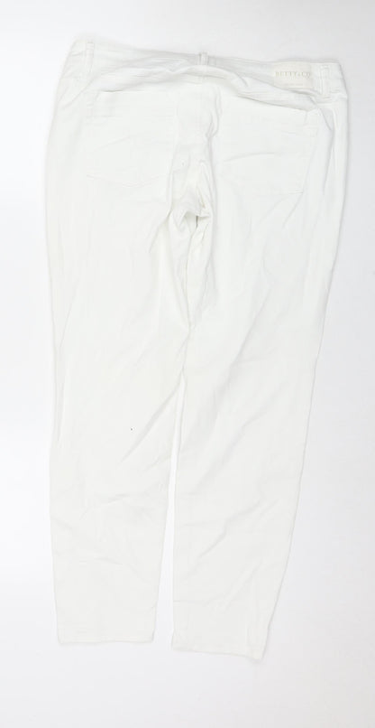 Betty&Co Womens White Cotton Straight Jeans Size 14 L28 in Regular Zip