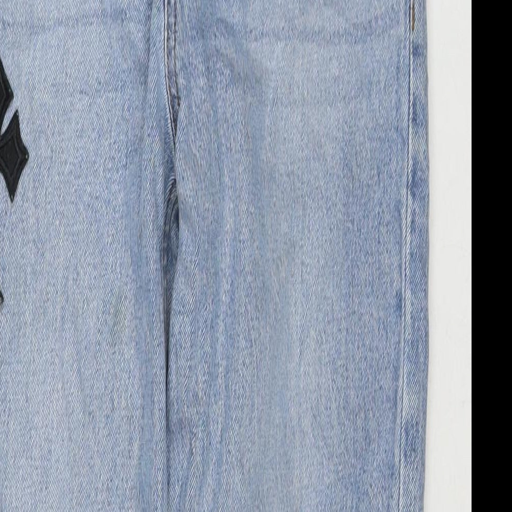 New Look Womens Blue Cotton Mom Jeans Size 8 L28 in Regular Zip - Cross Detail