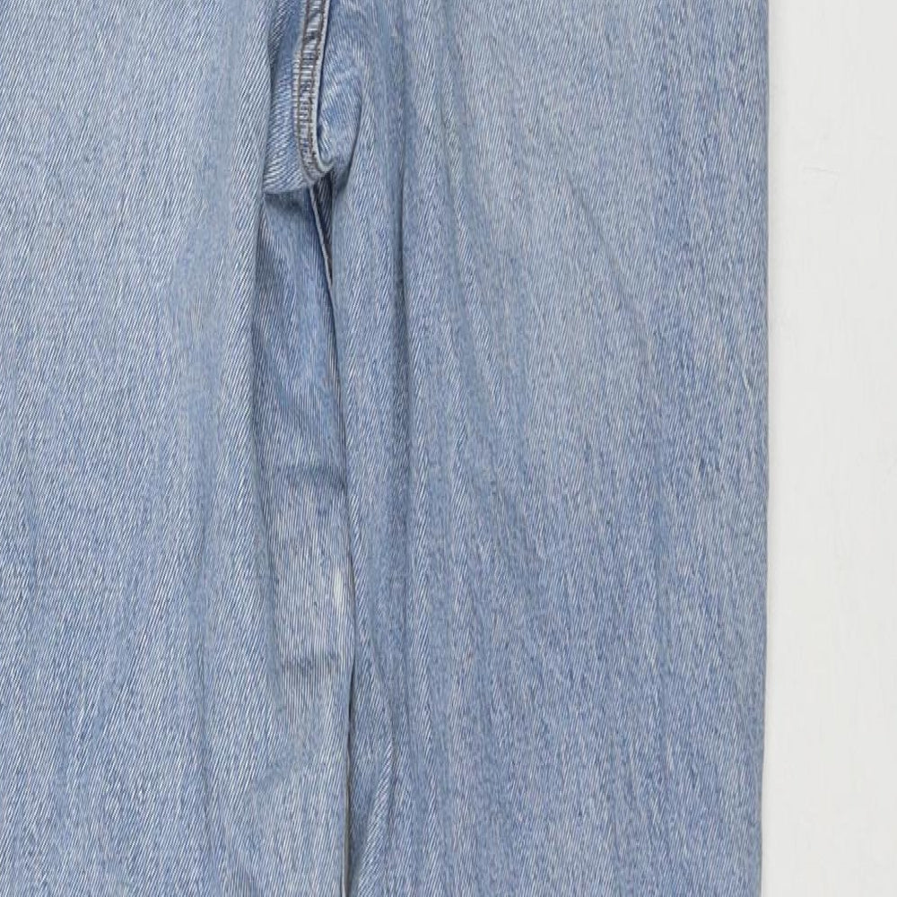 New Look Womens Blue Cotton Mom Jeans Size 8 L28 in Regular Zip - Cross Detail