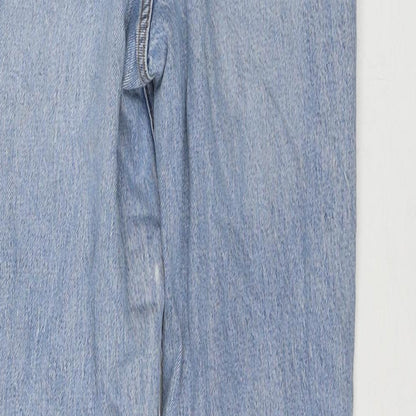 New Look Womens Blue Cotton Mom Jeans Size 8 L28 in Regular Zip - Cross Detail