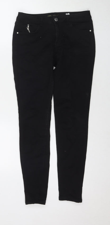 Zara Womens Black Cotton Skinny Jeans Size 8 L28 in Regular Zip