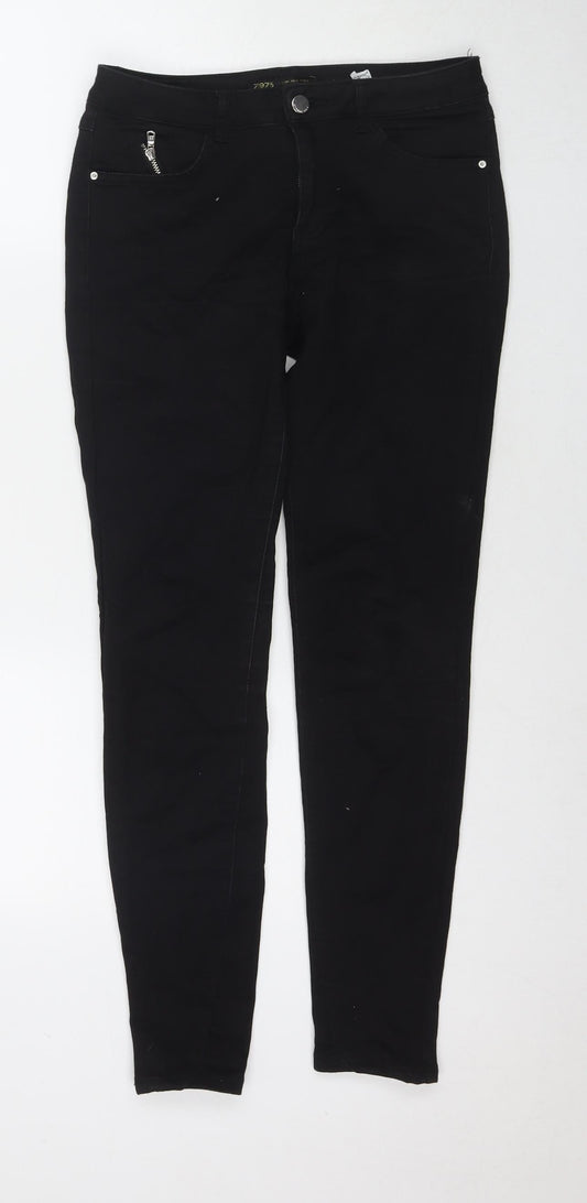 Zara Womens Black Cotton Skinny Jeans Size 8 L28 in Regular Zip