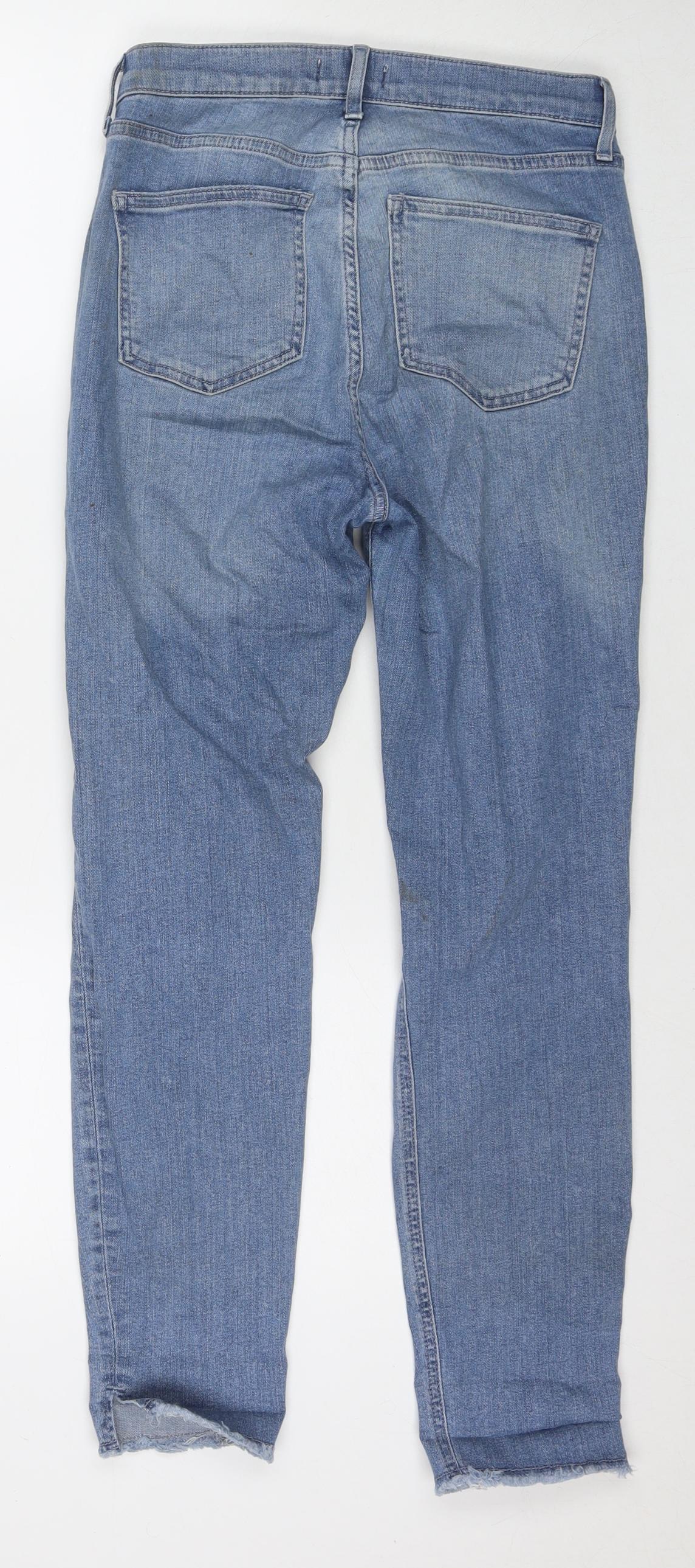 River Island Womens Blue Cotton Skinny Jeans Size 8 L27 in Regular Zip