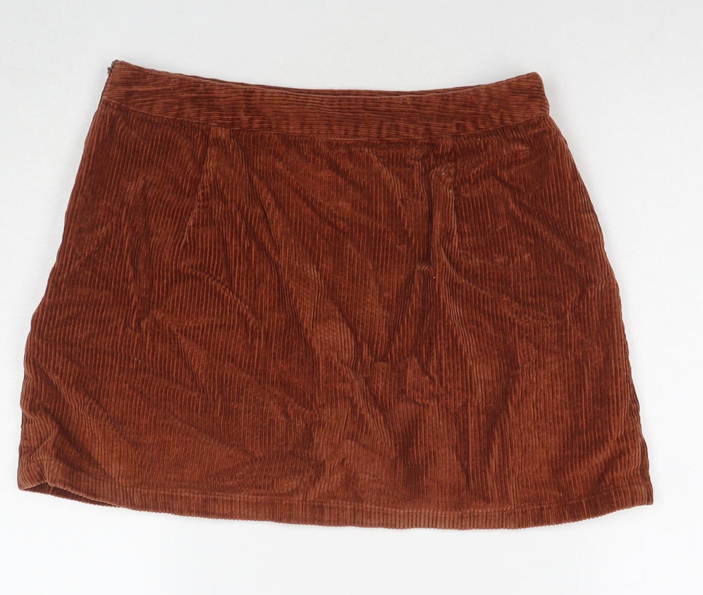 FOREVER 21 Womens Beige Cotton A-Line Skirt Size L Zip