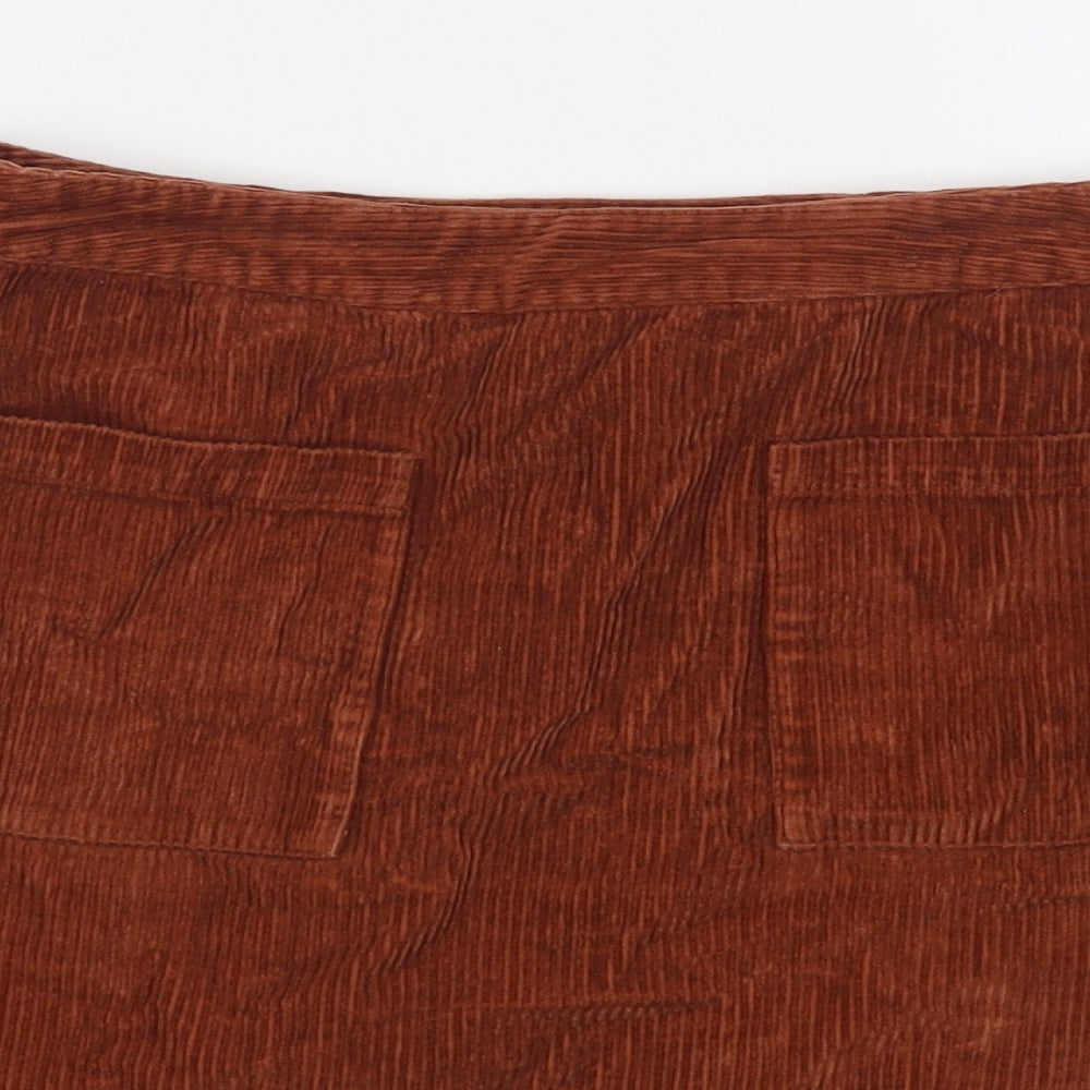 FOREVER 21 Womens Beige Cotton A-Line Skirt Size L Zip