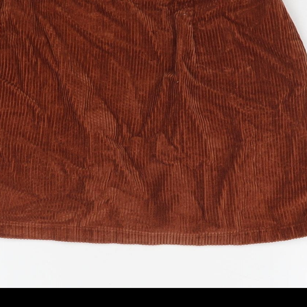 FOREVER 21 Womens Beige Cotton A-Line Skirt Size L Zip