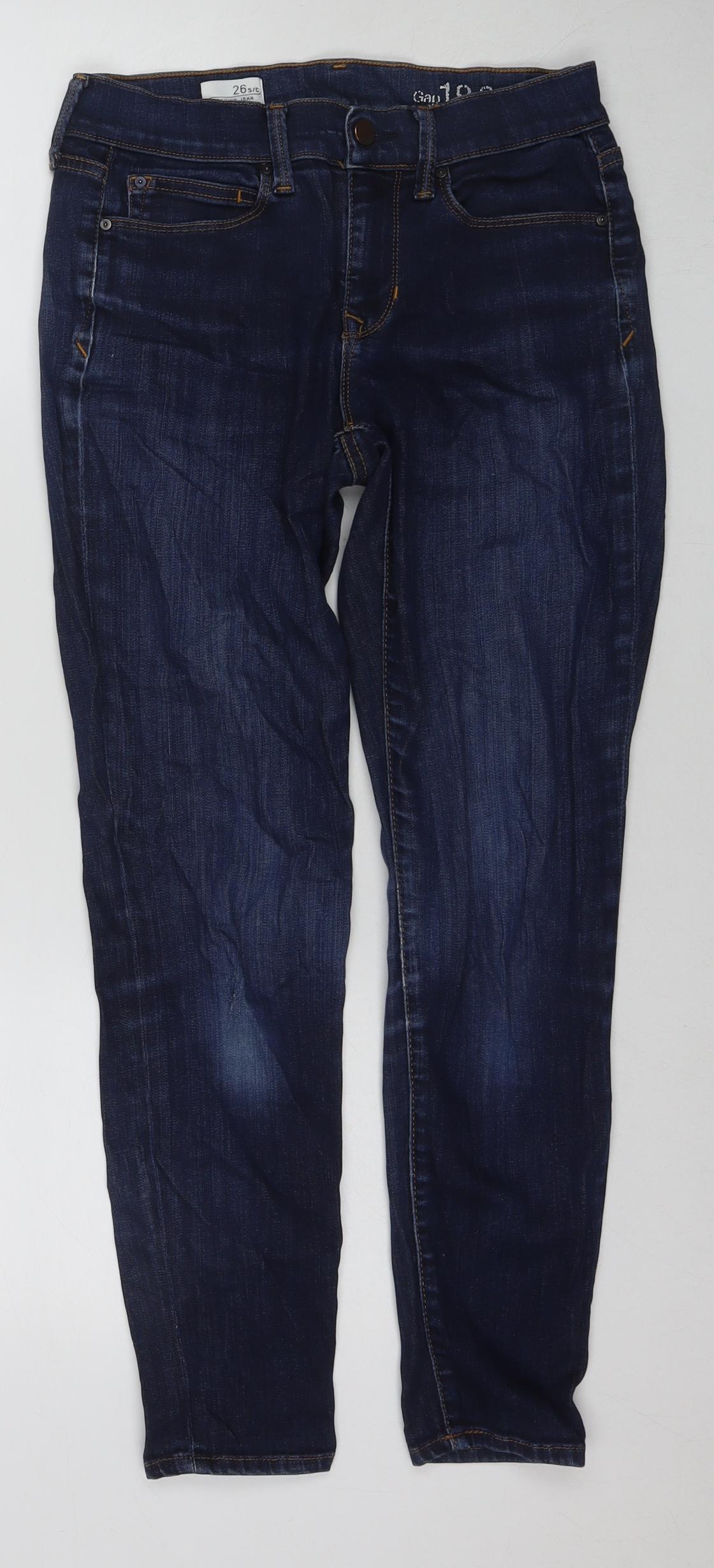 Gap Womens Blue Cotton Skinny Jeans Size 26 in L27 in Regular Zip