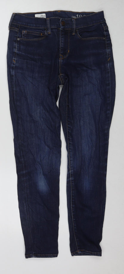 Gap Womens Blue Cotton Skinny Jeans Size 26 in L27 in Regular Zip