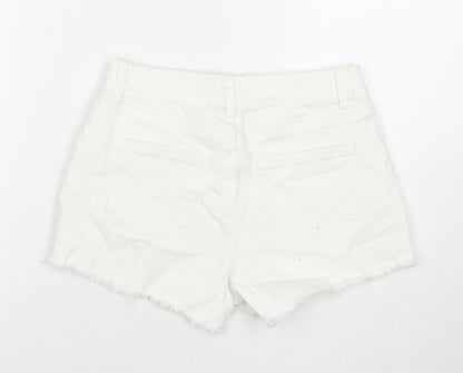 Denim & Co. Womens White Cotton Cut-Off Shorts Size 6 L3 in Regular Zip