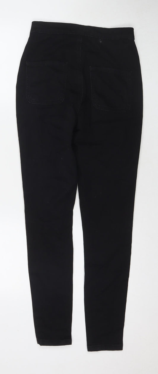 PRETTYLITTLETHING Womens Black Cotton Skinny Jeans Size 8 L29 in Regular Zip