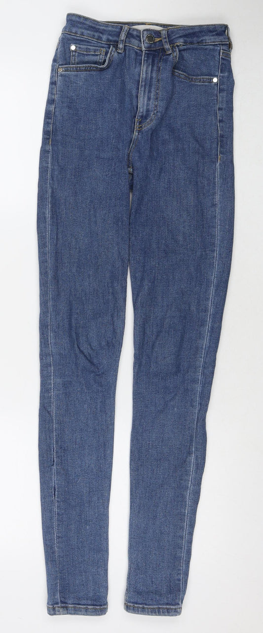 Mango Womens Blue Cotton Skinny Jeans Size 6 L30 in Regular Zip