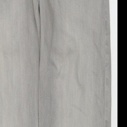Marks and Spencer Mens Grey Cotton Straight Jeans Size 30 in L31 in Regular Zip