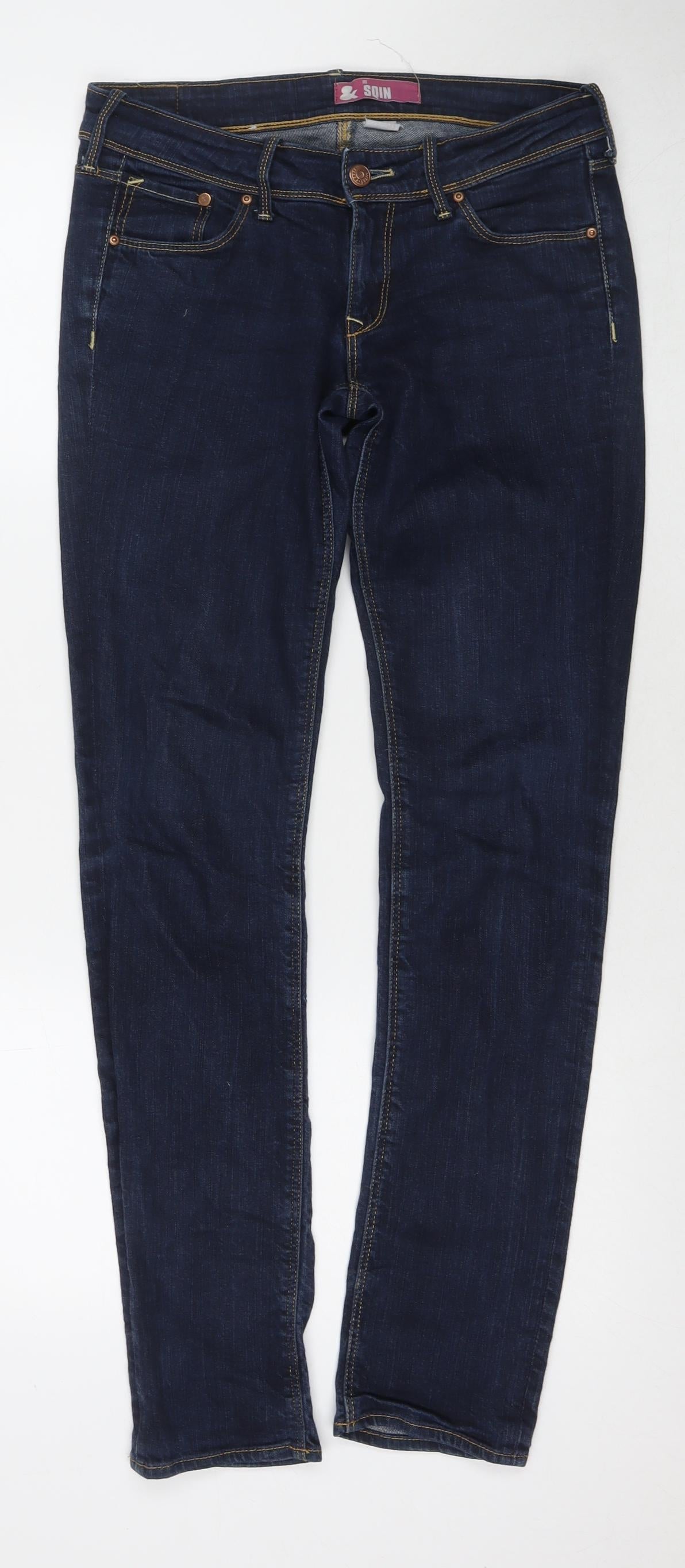 Womens UK Size 27 in H&M Regular Fit Skinny Blue Jeans