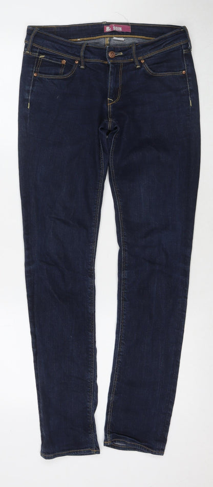 Womens UK Size 27 in H&M Regular Fit Skinny Blue Jeans