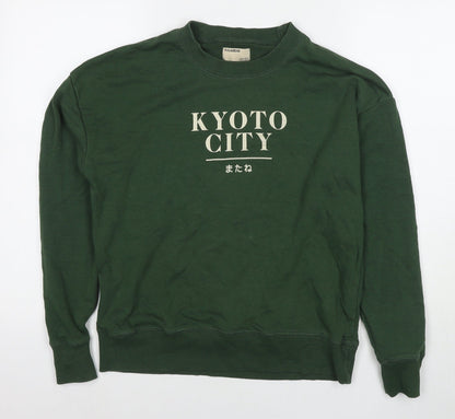 Womens UK Size M Pull&Bear Green Pullover Hoodie