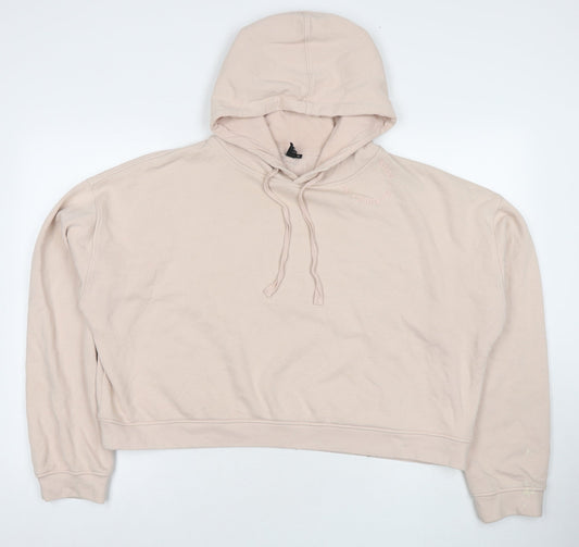 Additional front view of Nobody's child women’s beige cotton pullover hoodie, size XL, pullover