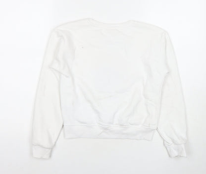 Wednesday Girls White Cotton Pullover Sweatshirt Size 10-11 Years Pullover - Wednesday Addams Family