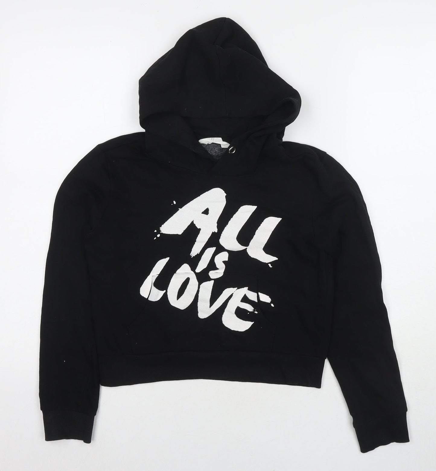 H&M Girls Black Cotton Pullover Hoodie Size 11-12 Years Pullover - All Is Love