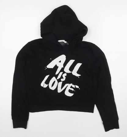 H&M Girls Black Cotton Pullover Hoodie Size 11-12 Years Pullover - All Is Love