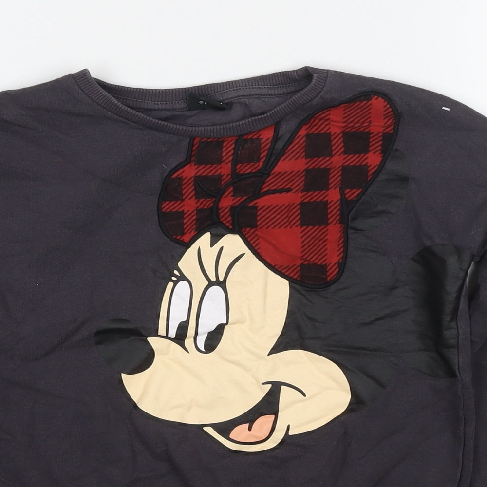 Disney Girls Grey Cotton Pullover Sweatshirt Size 9-10 Years Pullover - Minnie Mouse