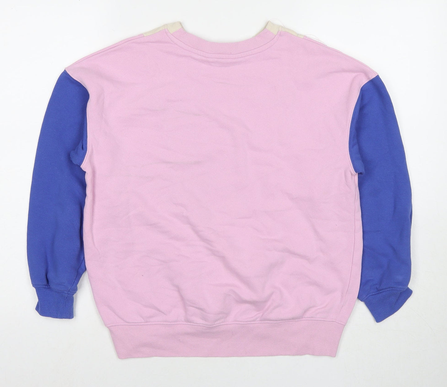 H&M Girls Multicoloured Colourblock Cotton Pullover Sweatshirt Size 10-11 Years Pullover - Delaware 1990 Age 10-12Years