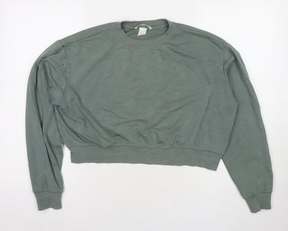 H&M Womens Green Cotton Pullover Sweatshirt Size M Pullover