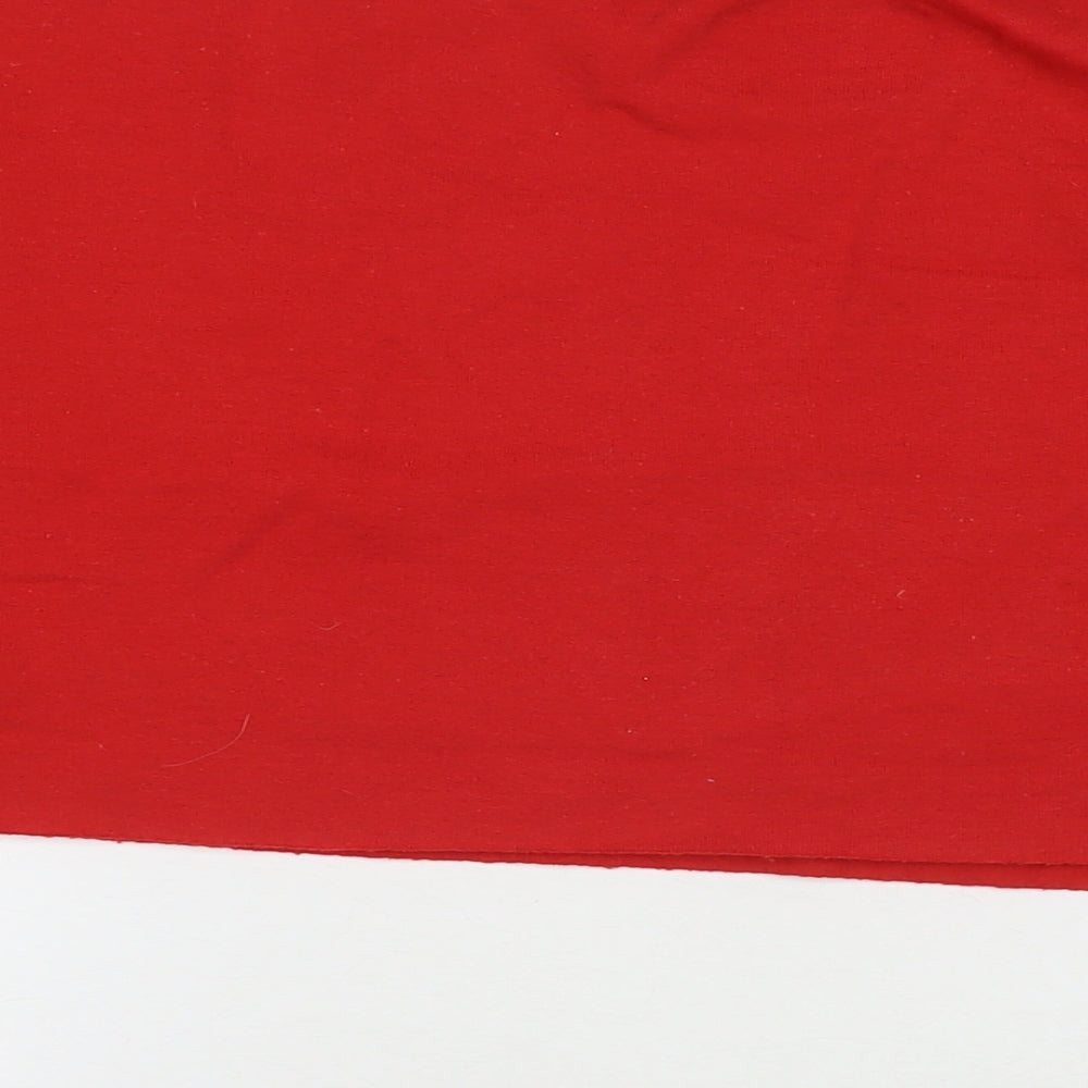 PRETTYLITTLETHING Womens Red Cotton Pullover Hoodie Size L Pullover - Cropped Let's Get Piste Mountains