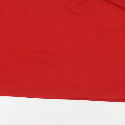 PRETTYLITTLETHING Womens Red Cotton Pullover Hoodie Size L Pullover - Cropped Let's Get Piste Mountains