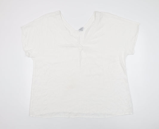 Womens UK Size 2XL Cerulean Collection White Basic T-Shirt
