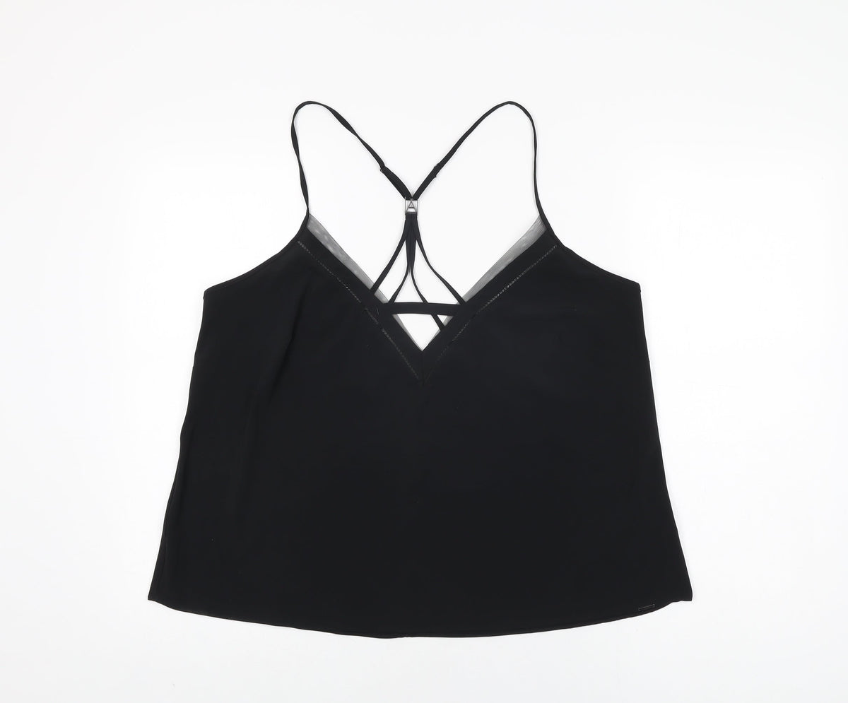 Additional front view of Autograph women’s black solid polyester cami pyjama top, size UK 16