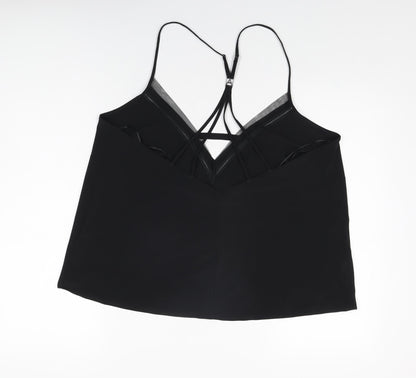 Back view of Autograph women’s black solid polyester cami pyjama top, size UK 16