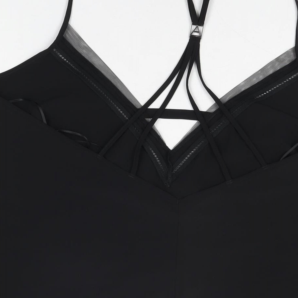 Brand and care label for Autograph women’s black solid polyester cami pyjama top, size UK 16