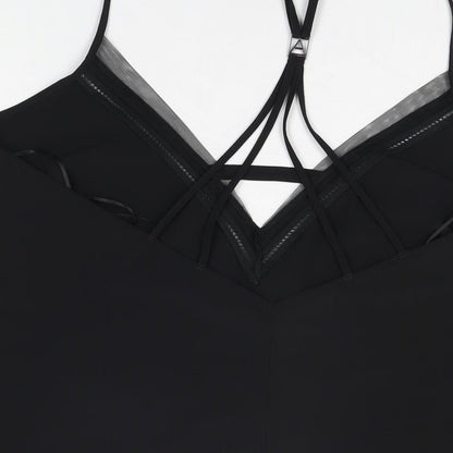 Brand and care label for Autograph women’s black solid polyester cami pyjama top, size UK 16