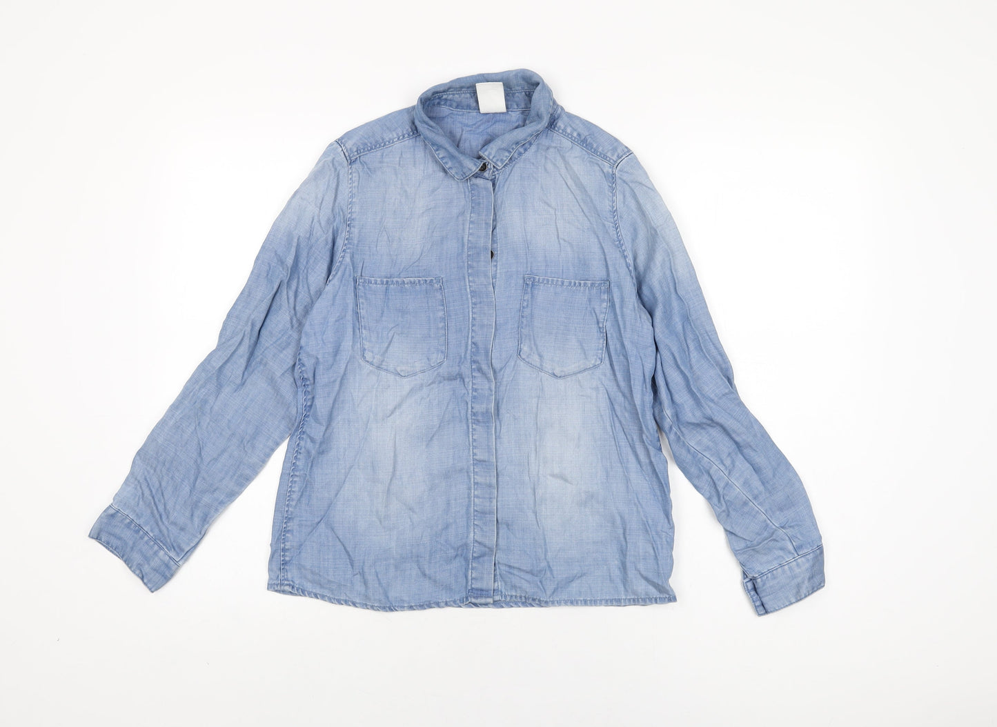 Womens UK Size 6 H&M Blue Basic Button-Up