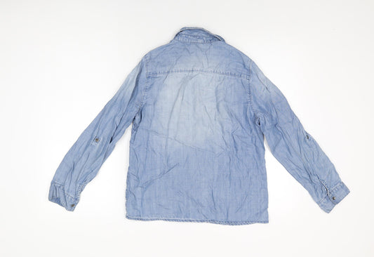 Womens UK Size 6 H&M Blue Basic Button-Up
