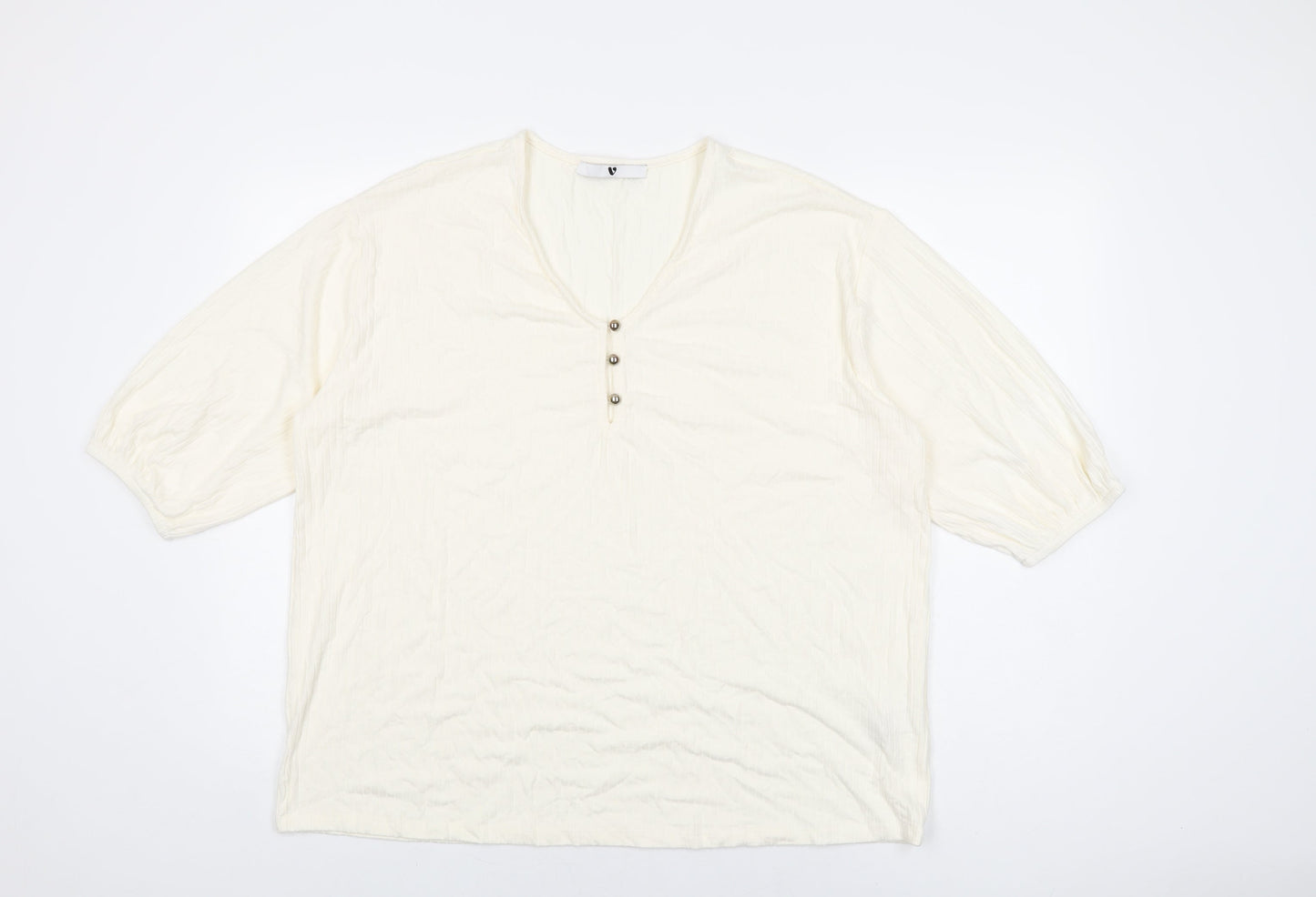 Womens UK Size 18 Very Ivory Basic T-Shirt