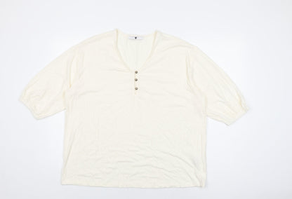 Womens UK Size 18 Very Ivory Basic T-Shirt