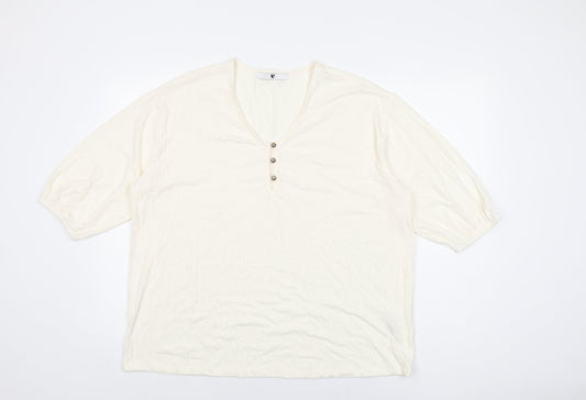 Womens UK Size 18 Very Ivory Basic T-Shirt