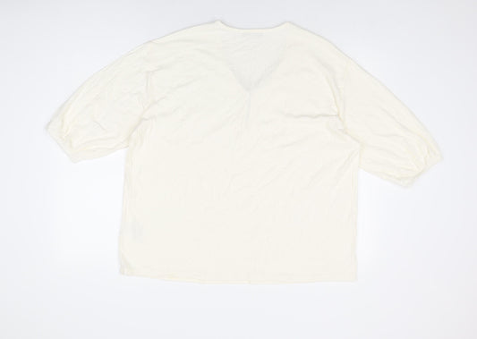 Womens UK Size 18 Very Ivory Basic T-Shirt