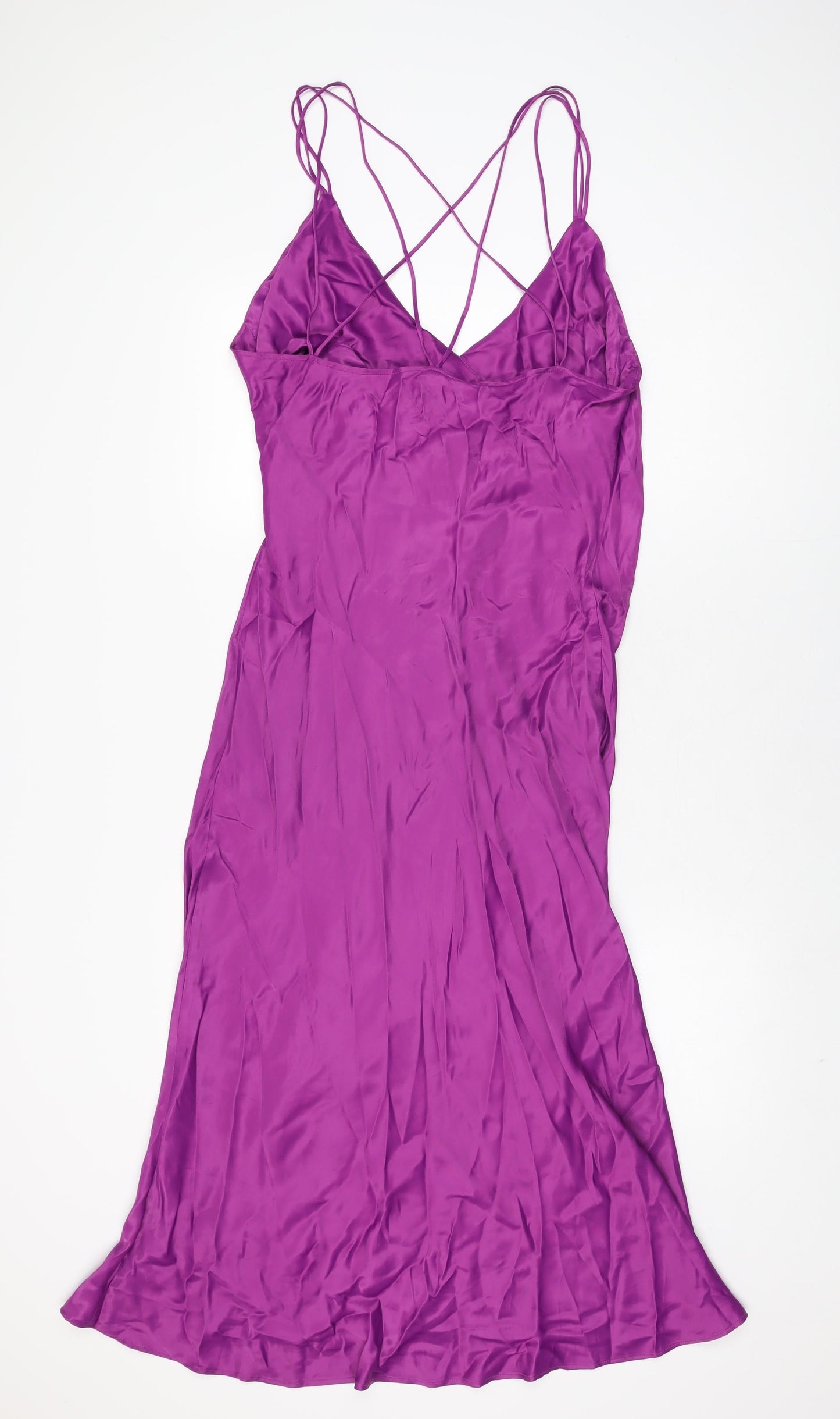 Zara Womens Purple Polyester Slip Dress Size XL V-Neck Pullover