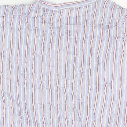 Madison & Monroe Womens Blue Striped Viscose Basic Button-Up Size L Round Neck