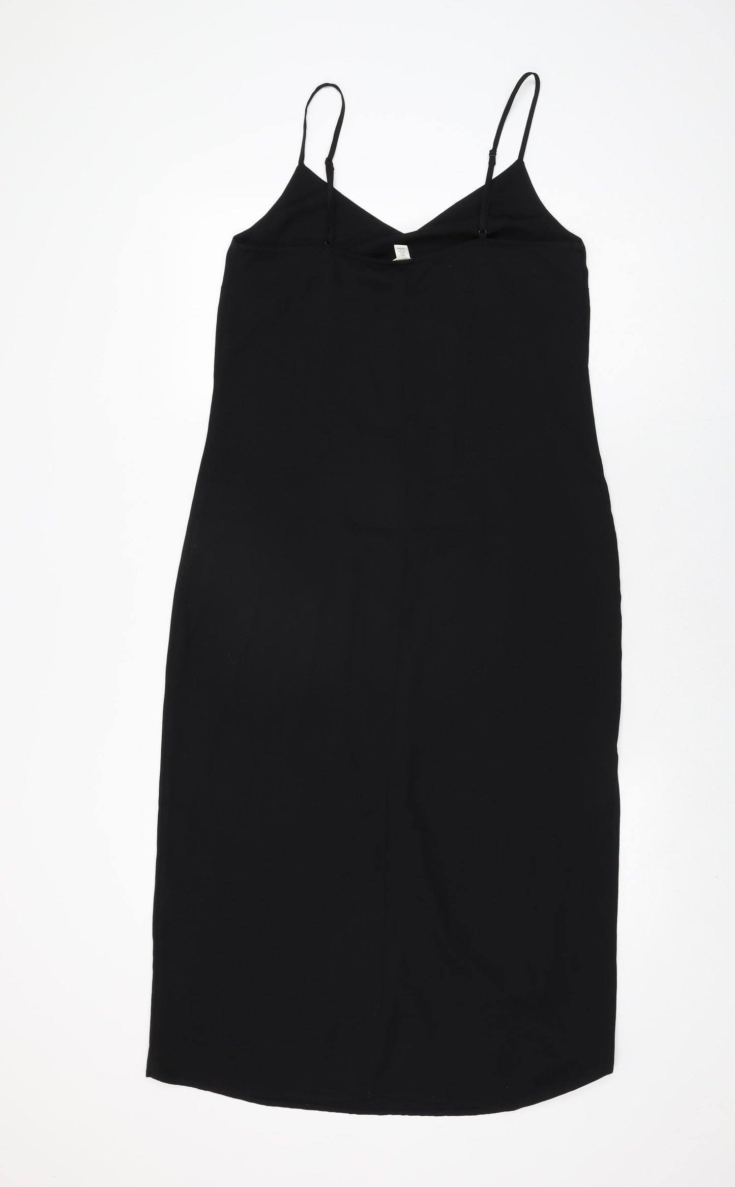 H&M Womens Black Polyester Slip Dress Size S V-Neck Pullover