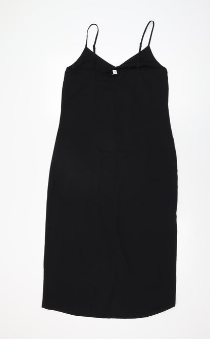 H&M Womens Black Polyester Slip Dress Size S V-Neck Pullover