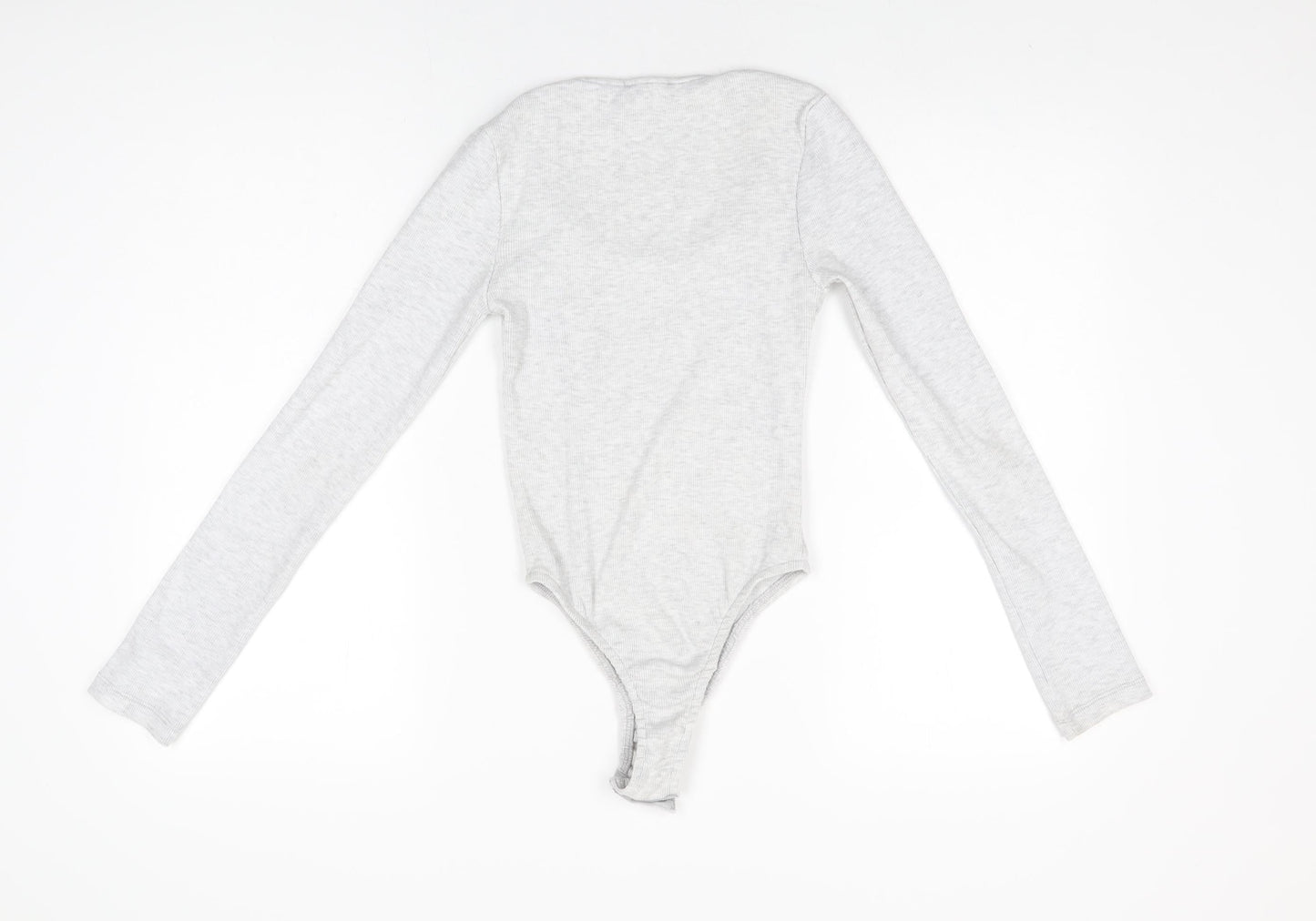 PRETTYLITTLETHING Womens Grey Cotton Bodysuit One-Piece Size 4 Snap