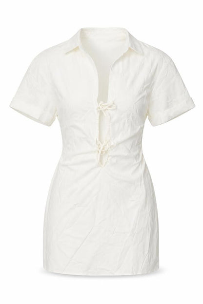 Zara Womens White Viscose Mini Size S Collared Tie