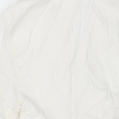 Zara Womens White Viscose Mini Size S Collared Tie