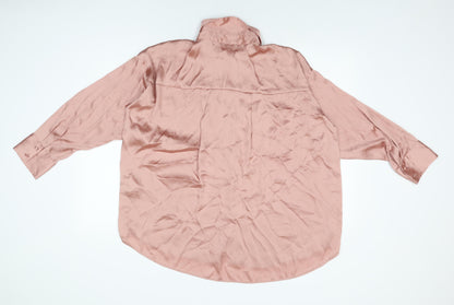 Womens UK Size L Zara Pink Basic Button-Up