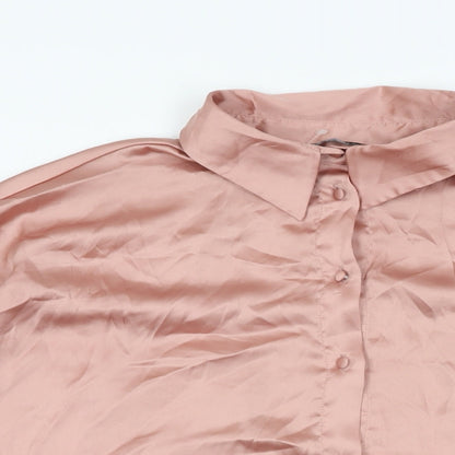 Womens UK Size L Zara Pink Basic Button-Up