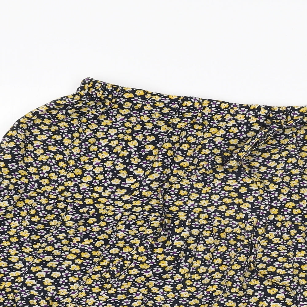 Pieces Womens Blue Floral Polyester Swing Skirt Size M Drawstring