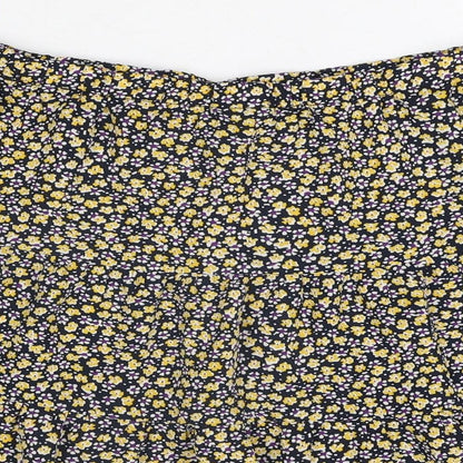 Pieces Womens Blue Floral Polyester Swing Skirt Size M Drawstring